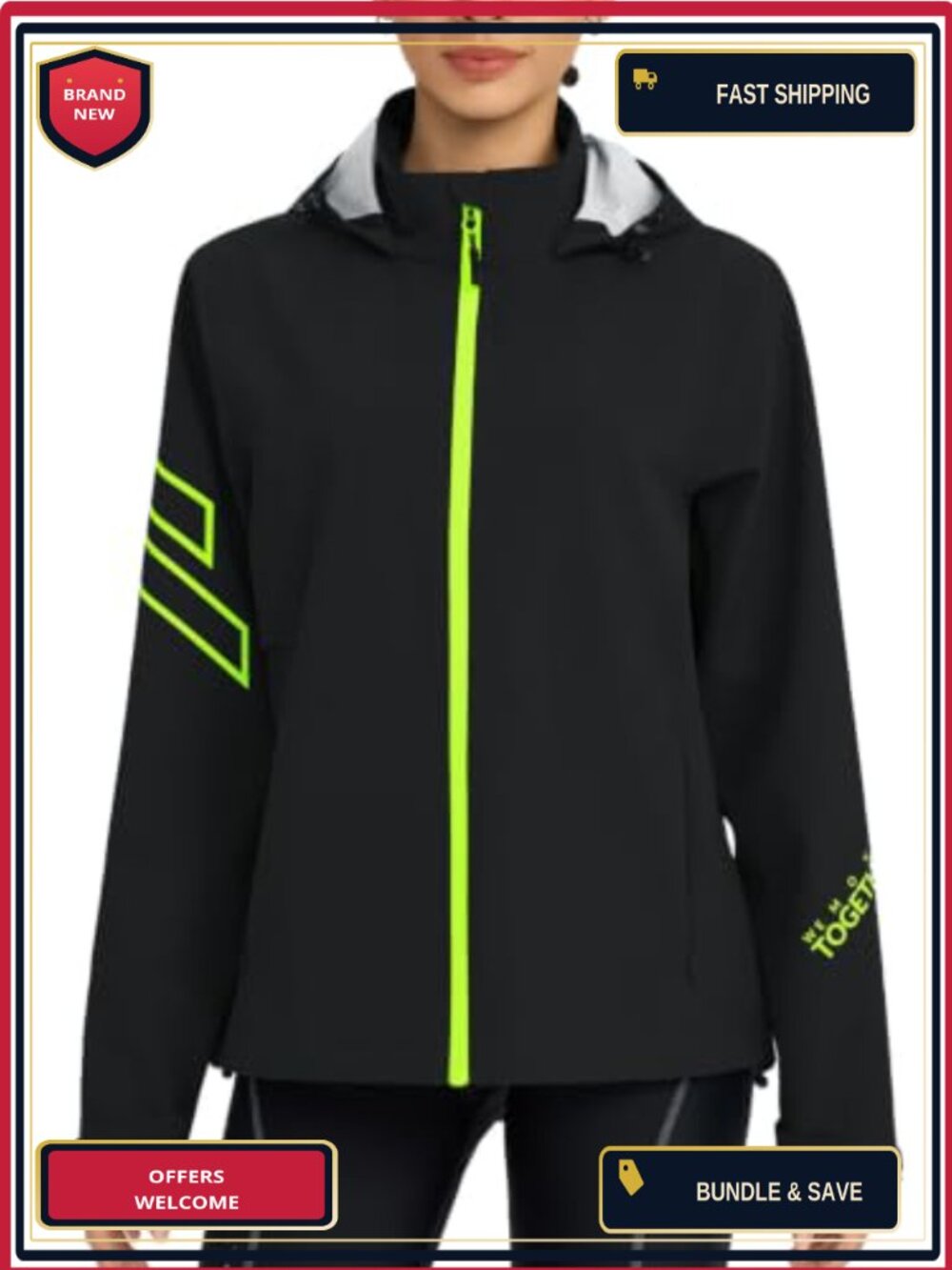 Waterproof Packable Rain Jacket Hooded Lightweight Hiking Cycling